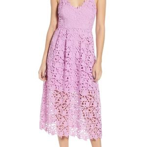 ASTR The Label Lace midi dress in lilac.